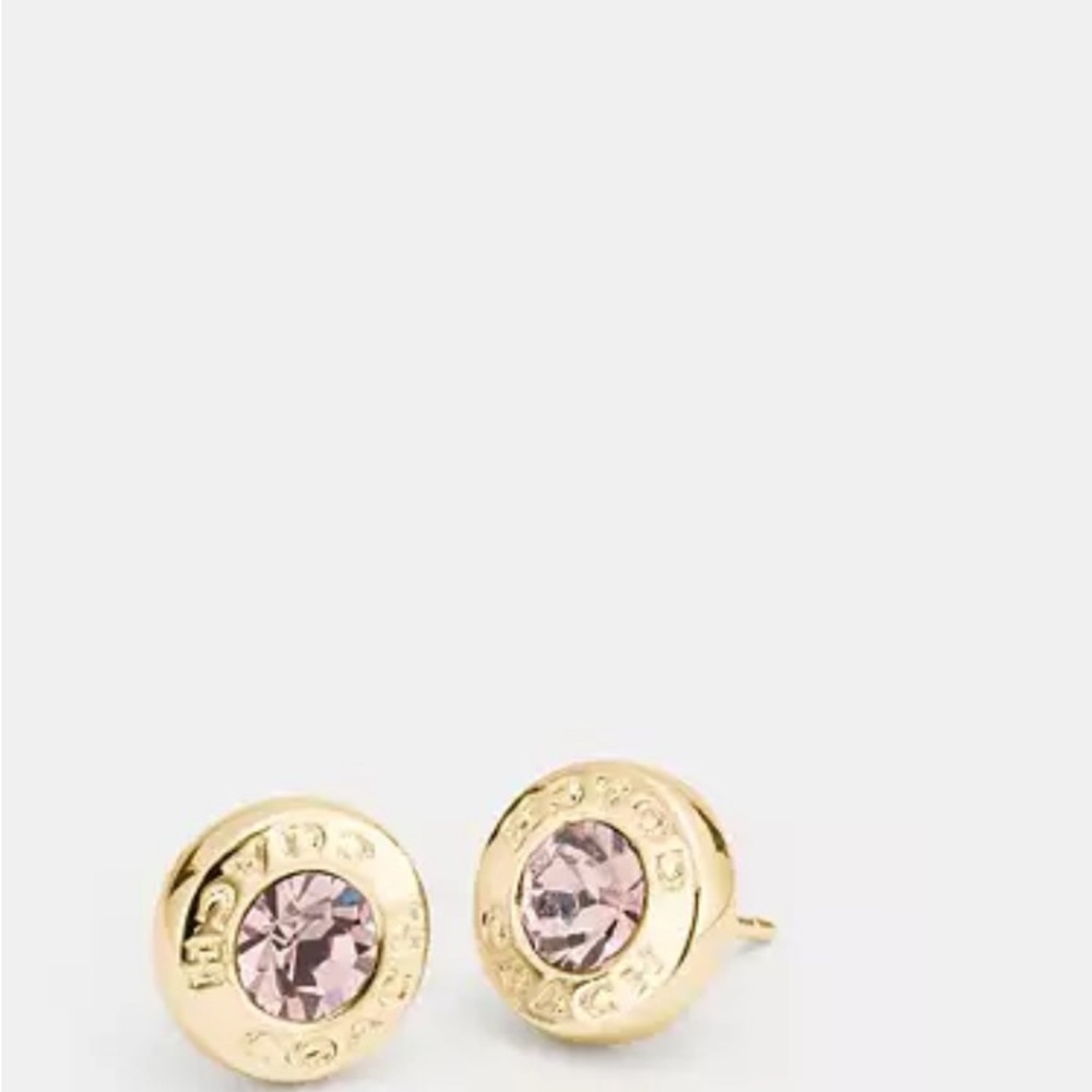 Coach Open Circle Stone Stud Earrings, NWT!